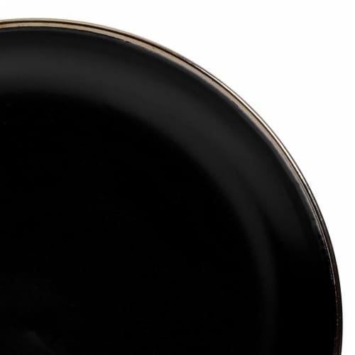 Gibson Home Rockaway Round Stoneware Dinnerware, Set of 16, Black with Gold Rim Perspective: bottom