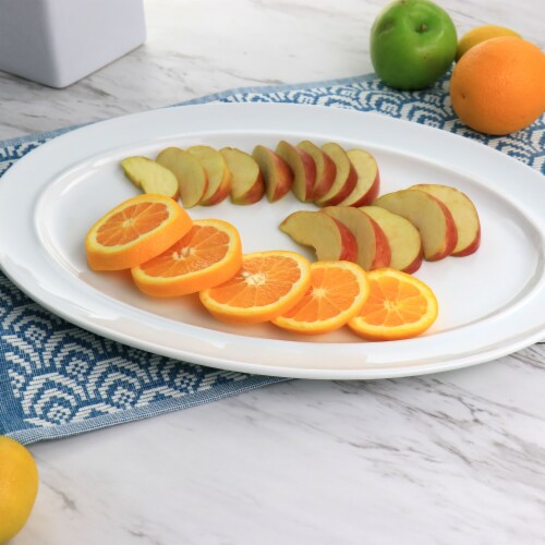 Martha Stewart Classic Ceramic Oval Platter - White Perspective: bottom