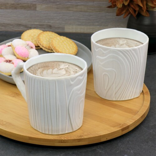 Martha Stewart Wood Pattern Stoneware Mug Set - White - 6 Pack Perspective: bottom