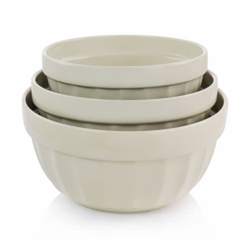 Martha Stewart Stoneware Bowl Set - Beige Perspective: bottom