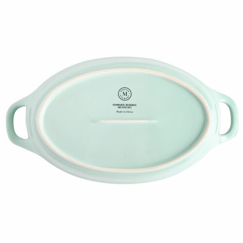 Martha Stewart Mint Oval Stoneware Baker Set with Handles Perspective: bottom