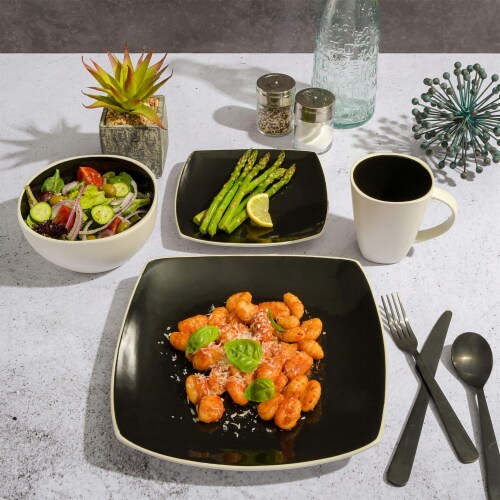 Gibson Soho Lounge Square Glazed Stoneware 16 Piece Dinnerware Set
