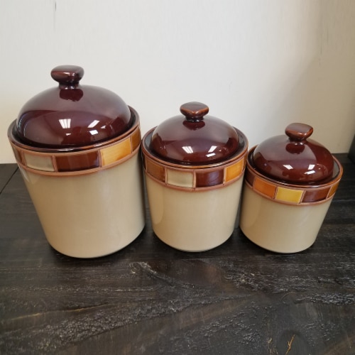 Casa Estebana 3 Piece Stoneware Storage Canister Container Jar Set Perspective: bottom