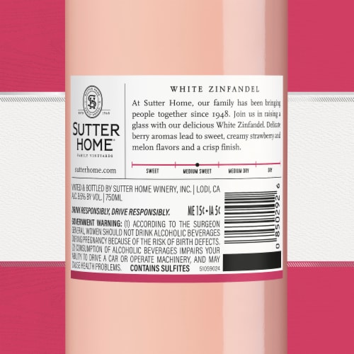 Sutter Home® White Zinfandel California Pink Wine Perspective: bottom