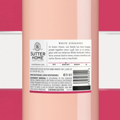 Sutter Home® White Zinfandel California Blush Wine Perspective: bottom