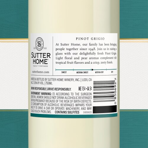 Sutter Home® Pinot Grigio White Wine Perspective: bottom