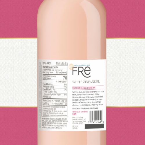 FRE Alcohol-Removed White Zinfandel California Pink Wine 750 ml Perspective: bottom