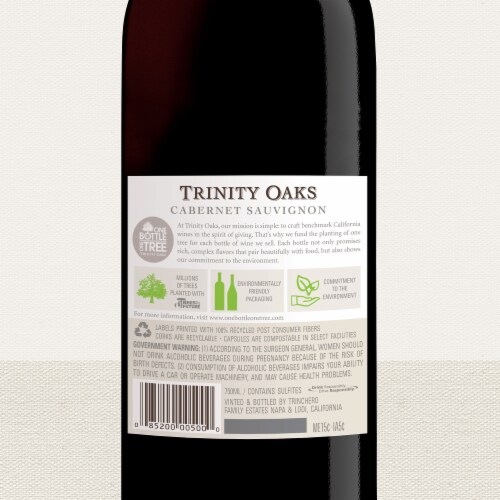Trinity Oaks Cabernet Sauvignon California Red Wine 750 ml Perspective: bottom