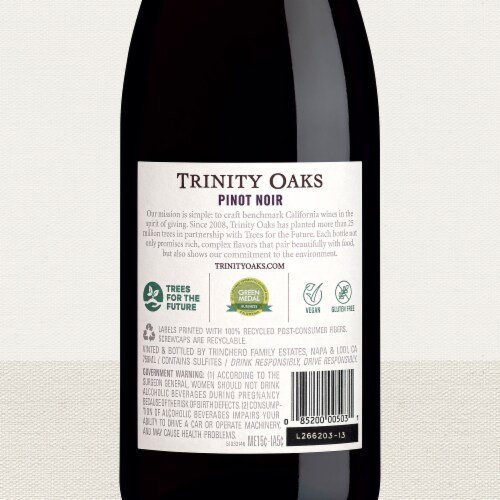 Trinity Oaks Pinot Noir California Red Wine 750 ml Perspective: bottom