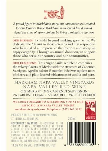 Markham Vineyards The Altruist Red Blend Bordeaux Merlot California Wine Perspective: bottom