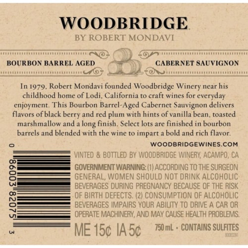 Woodbridge® by Robert Mondavi Bourbon Barrel Aged Cabernet Sauvignon Red Wine Perspective: bottom