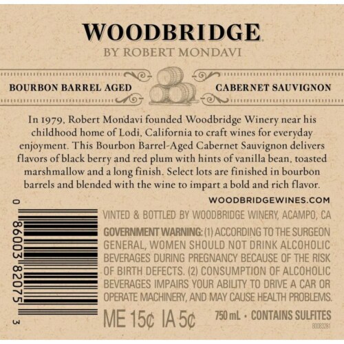 Woodbridge® by Robert Mondavi Bourbon Barrel Aged Cabernet Sauvignon Red Wine Perspective: bottom