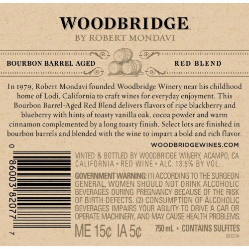 Woodbridge® by Robert Mondavi Bourbon Barrel Aged Red Blend Red Wine Perspective: bottom