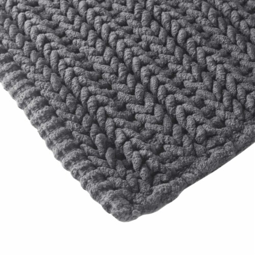 Madison Park Lasso 100% Cotton Chenille Chain Woven Stitch Bathroom Rug - Non Slip - Perspective: bottom