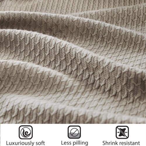 Madison Park 100% Certified Egyptian Cotton Blanket Khaki Full/Queen Perspective: bottom