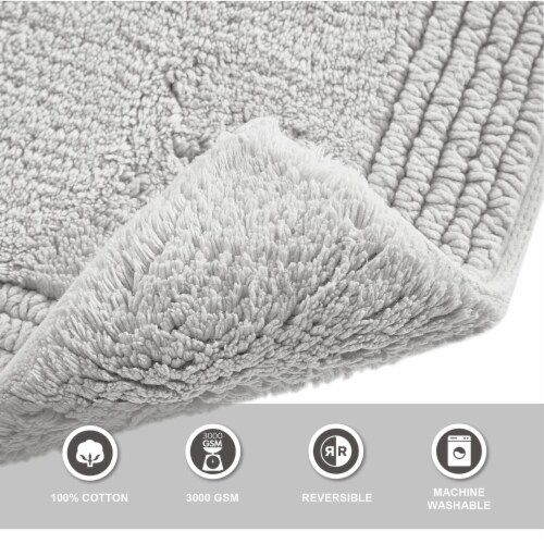 MADISON PARK SIGNATURE Cotton Tufted Reversible Bath Rug with Grey MPS72-473 Perspective: bottom