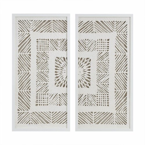 Madison Park Framed Rice Paper 2 PC Set Shadow Box in Natural Finish MP95G-0260 Perspective: bottom