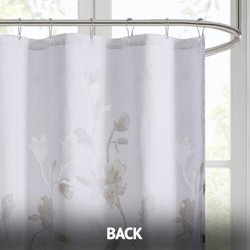 Madison Park Modern Floral Printed Burnout Shower Curtain with Yellow MP70-7482 Perspective: bottom