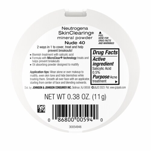 Neutrogena SkinClearing Pressed Mineral Powder Compact for Acne Prone Skin 40 Nude Perspective: bottom