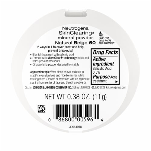 Neutrogena SkinClearing Pressed Mineral Powder Compact for Acne Prone Skin 60 Natural Beige Perspective: bottom