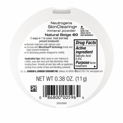 Neutrogena SkinClearing Pressed Mineral Powder Compact for Acne Prone Skin 60 Natural Beige Perspective: bottom