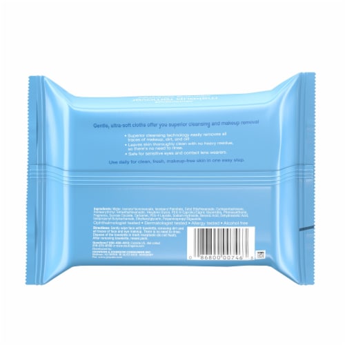 Neutrogena Makeup Remover Cleansing Face Wipes Removes Oil, Dirt & Makeup, Fragrance Free Towelettes Perspective: bottom