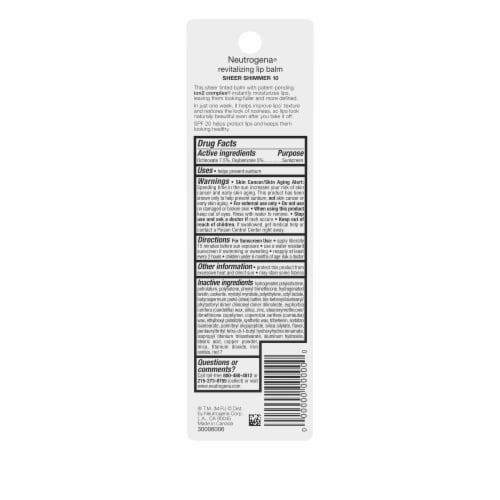 Neutrogena Revitalizing and Moisturizing Tinted Lip Balm with SPF 20 Sunscreen 10 Sheer Shimmer Perspective: bottom