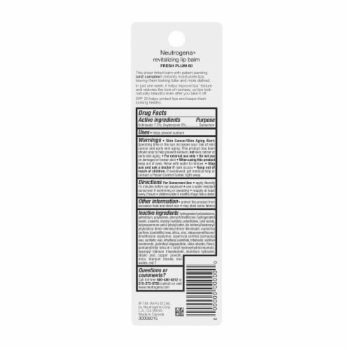 Neutrogena Revitalizing and Moisturizing Tinted Lip Balm with Broad Spectrum SPF 20 60 Fresh Plum Perspective: bottom