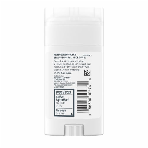 Neutrogena Ultra Sheer SPF 50 Zinc Mineral Sunscreen Stick Perspective: bottom