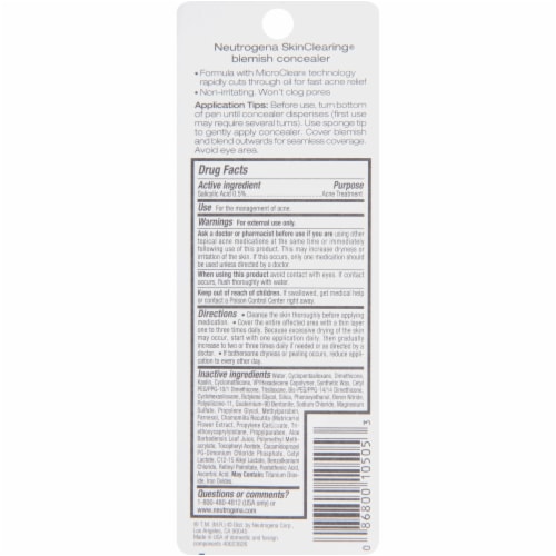 Neutrogena SkinClearing Blemish Concealer Face Makeup with Salicylic Acid Acne Medicine 05 Fair Perspective: bottom