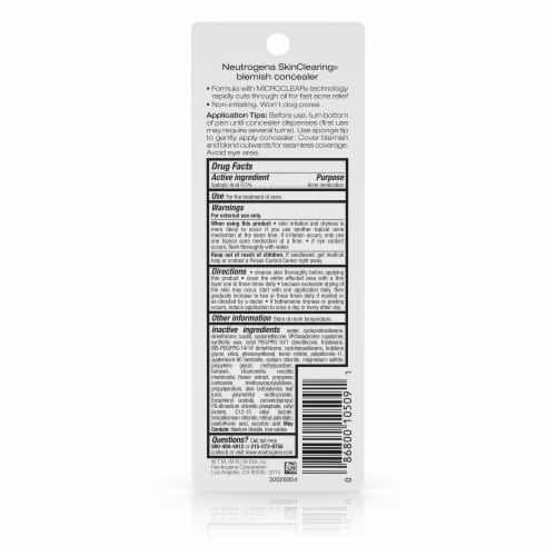 Neutrogena SkinClearing Blemish Concealer Face Makeup with Salicylic Acid Acne Medicine 09 Buff Perspective: bottom