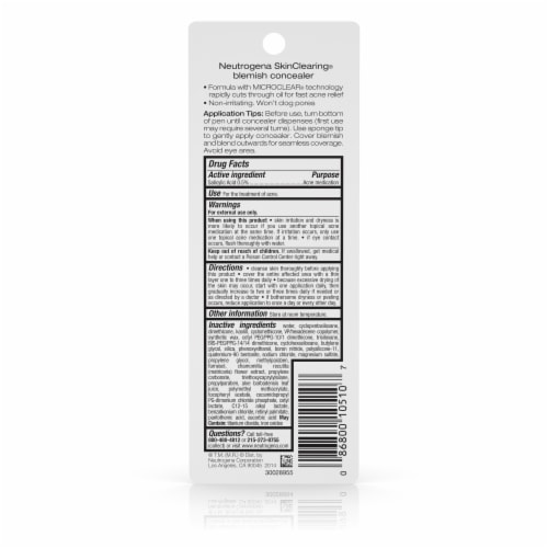 Neutrogena Skin Clearing Blemish Concealer Face Makeup with Salicylic Acid Acne Medicine 10 Light Perspective: bottom