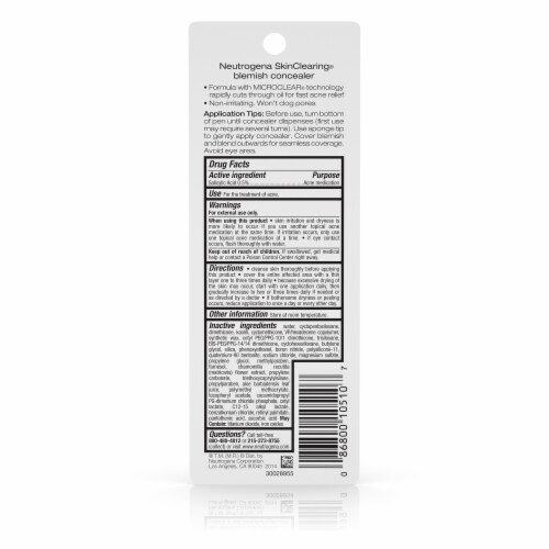 Neutrogena Skin Clearing Blemish Concealer Face Makeup with Salicylic Acid Acne Medicine 10 Light Perspective: bottom