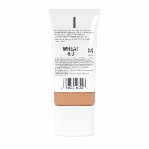 Neutrogena Clear Coverage Flawless Matte CC Cream Oil Free & Fragrance Free Wheat Perspective: bottom