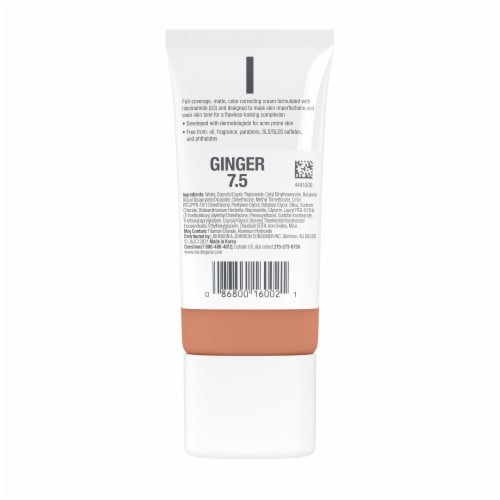 Neutrogena Clear Coverage Flawless Matte CC Cream Hypoallergenic & Oil Free & Fragrance Free Ginger Perspective: bottom