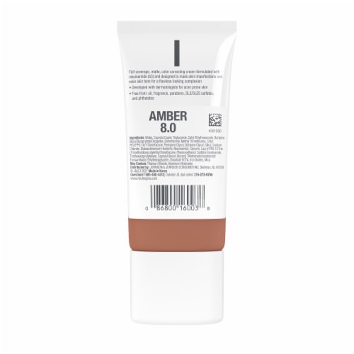 Neutrogena Clear Coverage Flawless Matte CC Cream Hypoallergenic Oil & Fragrance Free Amber Perspective: bottom