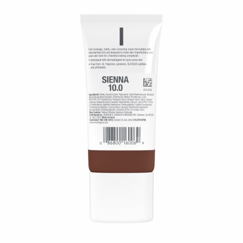 Neutrogena Clear Coverage Flawless Matte CC Cream, Full-Coverage Color Correcting Sienna Perspective: bottom