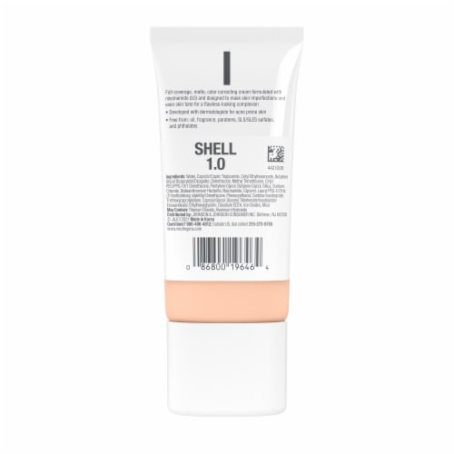 Neutrogena Clear Coverage Flawless Matte CC Cream with Niacinamide, Oil Free & Fragrance Free, Shell Perspective: bottom