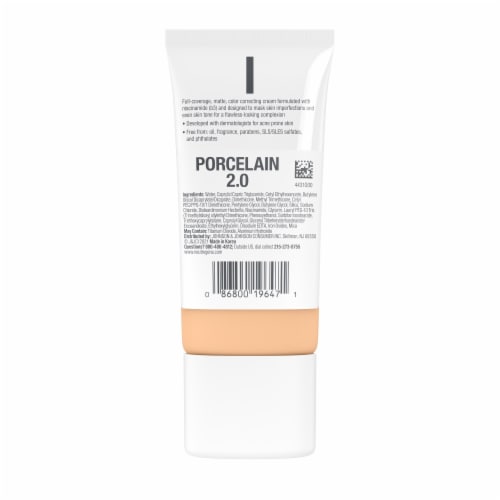 Neutrogena Clear Coverage Flawless Matte CC Cream, Full-Coverage Color Correcting Porcelain Perspective: bottom