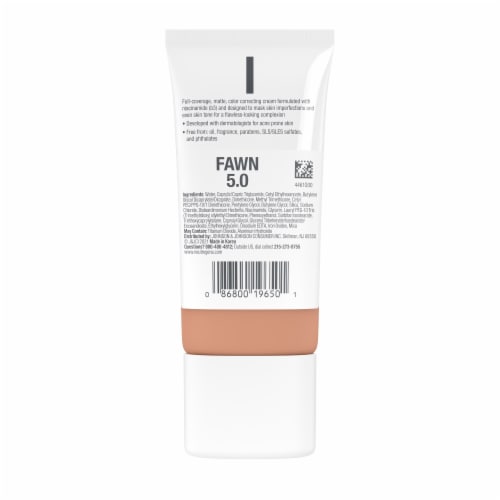 Neutrogena Clear Coverage Flawless Matte CC Cream Full-Coverage Fragrance Free Fawn Perspective: bottom