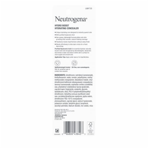 Neutrogena Hydro Boost Hydrating Concealer Stick for Dry Skin with Hyaluronic Acid 20 Light Perspective: bottom