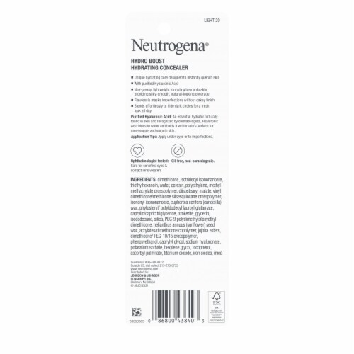Neutrogena Hydro Boost Hydrating Concealer Stick for Dry Skin with Hyaluronic Acid 20 Light Perspective: bottom