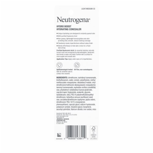 Neutrogena Hydro Boost Hydrating Concealer Stick for Dry Skin Lightweight Cover-Up 30 Light/Medium Perspective: bottom