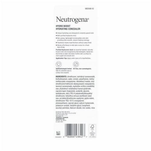 Neutrogena Hydro Boost Hydrating Concealer Stick for Dry Skin with Hyaluronic Acid 40 Medium Perspective: bottom