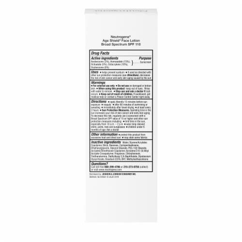 Neutrogena Age Shield Facial Sunscreen Broad Spectrum SPF 110, Oil-Free & Water Resistant Perspective: bottom