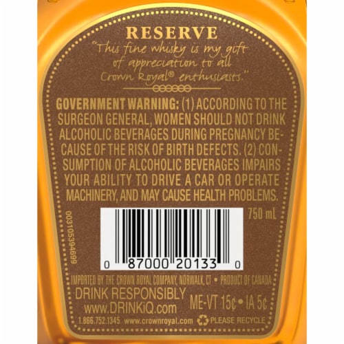Crown Royal Whisky - Canadian Reserve Perspective: bottom