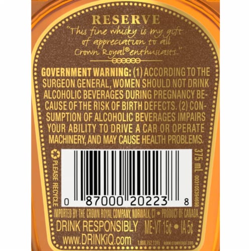 Crown Royal Whisky - Canadian Reserve Perspective: bottom