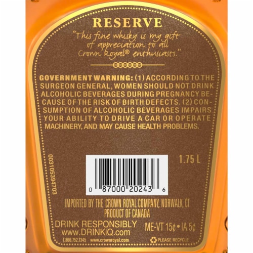 Crown Royal Whisky - Canadian Reserve Perspective: bottom