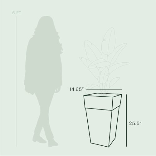 Bloem Tall Finley Square Recycled Plastic Planter, In/Outdoor Use, 9 Gal, Cement Grey, 25 Perspective: bottom
