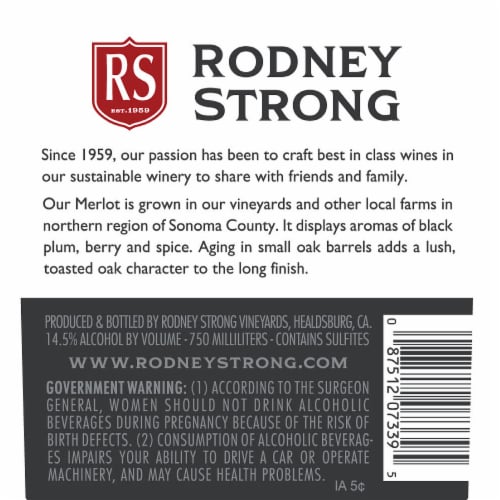 Rodney Strong Merlot Red Wine Perspective: bottom